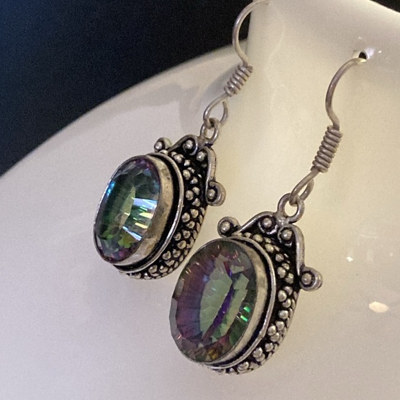 NWOT - Mystic Rainbow Topaz Gemstone Silver Earrings - Picture 4 of 9
